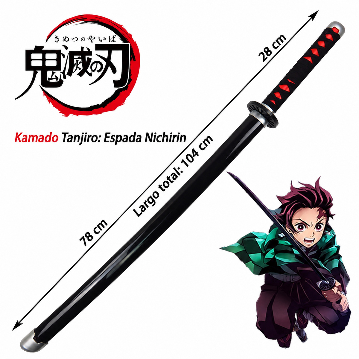 Katana Nichirin de Tanjiro Kamado – Demon Slayer | Madera Cosplay